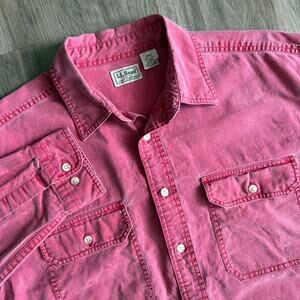 Vintage LL Bean Shirt Men's Size L Button Down Red Overdyed Outdoors Gorp Basic